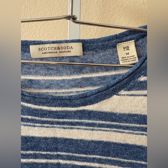 Scotch & Soda Linen Blend Striped Long Sleeve Pullover - Size M - Picture 3 of 4